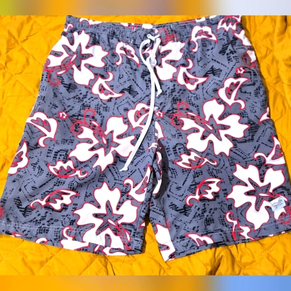 Other - OP Vintage Large Floral Gray Swim Shorts
